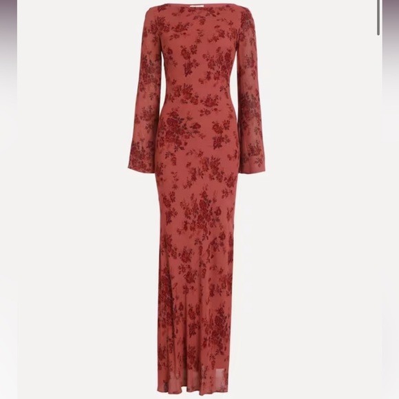 Reformation Dresses & Skirts - Reformation Esra Clarette Long Sleeve Floral Red Maxi Dress Size XS